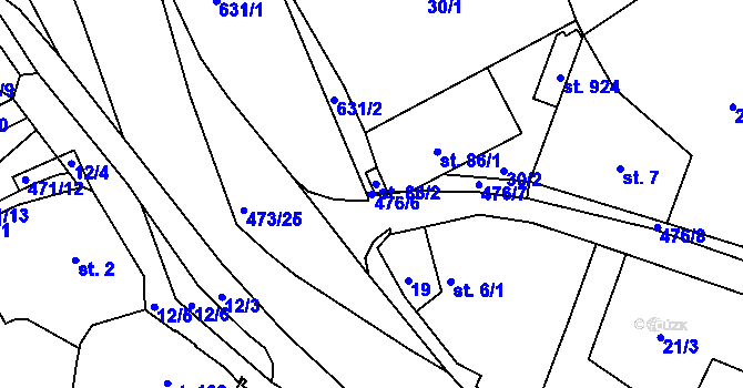 Parcela st. 476/6 v KÚ Říčany-Radošovice, Katastrální mapa