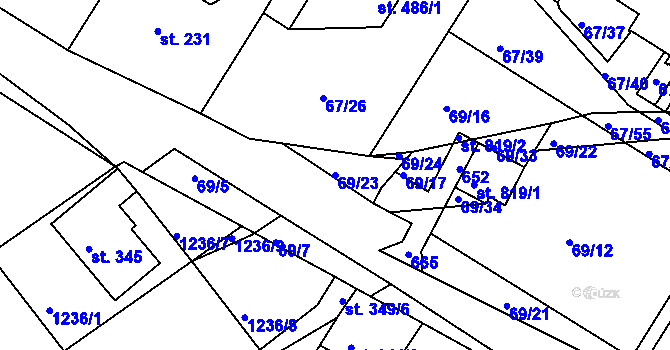 Parcela st. 69/23 v KÚ Říčany-Radošovice, Katastrální mapa