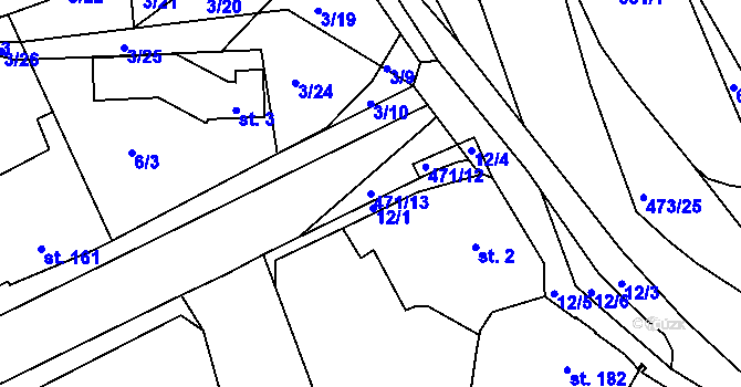 Parcela st. 471/13 v KÚ Říčany-Radošovice, Katastrální mapa