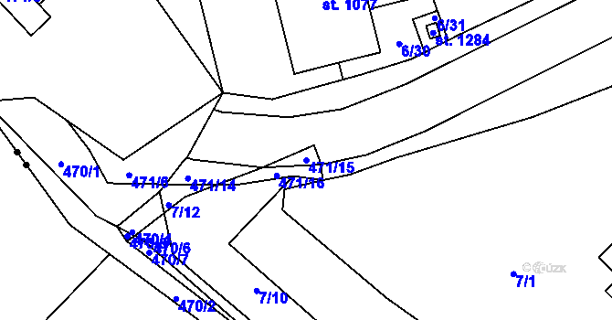 Parcela st. 471/15 v KÚ Říčany-Radošovice, Katastrální mapa
