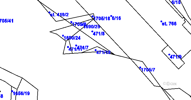 Parcela st. 471/18 v KÚ Říčany-Radošovice, Katastrální mapa