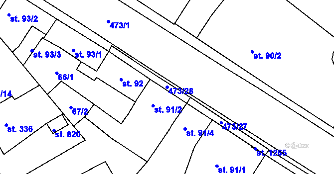 Parcela st. 473/28 v KÚ Říčany-Radošovice, Katastrální mapa