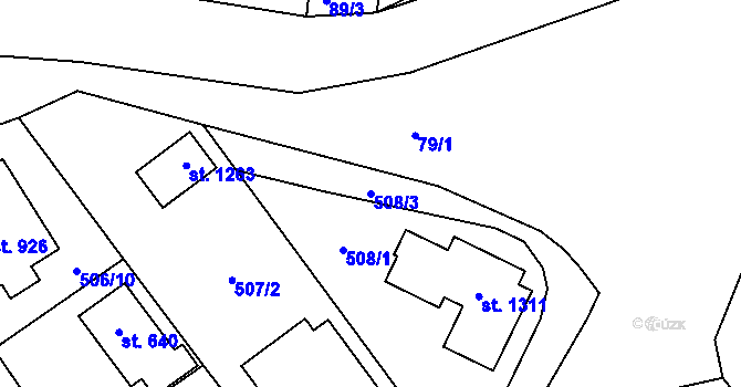 Parcela st. 508/3 v KÚ Říčany-Radošovice, Katastrální mapa