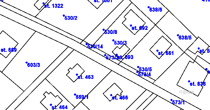Parcela st. 573/2 v KÚ Říčany-Radošovice, Katastrální mapa