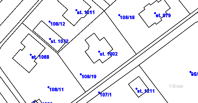 Parcela st. 1002 v KÚ Říčany-Radošovice, Katastrální mapa