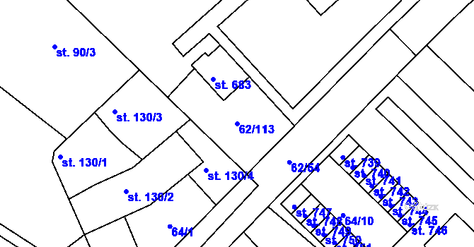 Parcela st. 62/113 v KÚ Říčany-Radošovice, Katastrální mapa