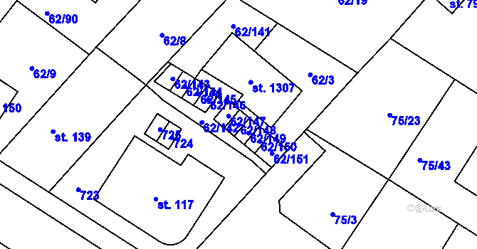 Parcela st. 62/148 v KÚ Říčany-Radošovice, Katastrální mapa