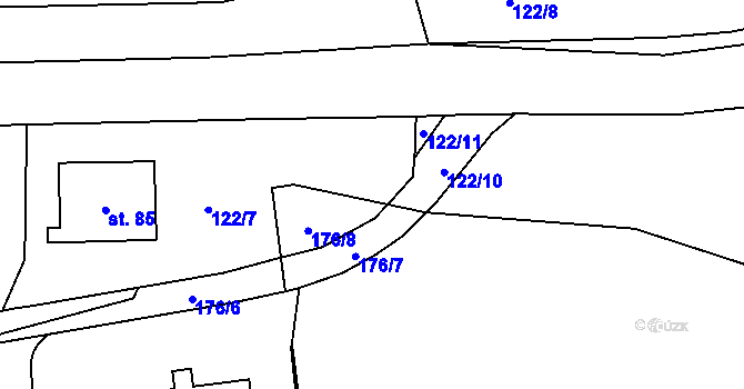 Parcela st. 122/12 v KÚ Voděrádky, Katastrální mapa