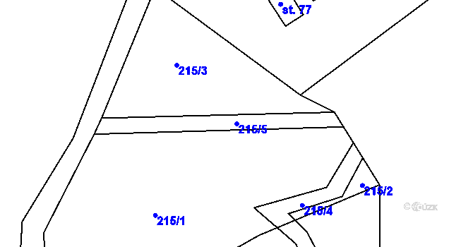 Parcela st. 215/5 v KÚ Voděrádky, Katastrální mapa