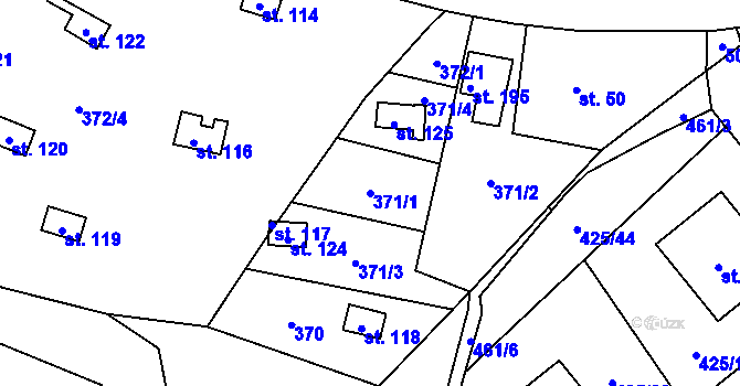 Parcela st. 371/1 v KÚ Voděrádky, Katastrální mapa