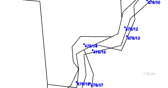 Parcela st. 476/14 v KÚ Voděrádky, Katastrální mapa