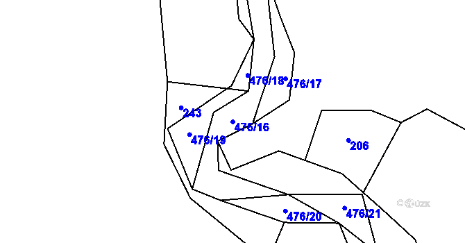 Parcela st. 476/16 v KÚ Voděrádky, Katastrální mapa