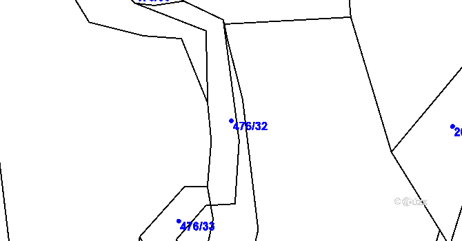 Parcela st. 476/32 v KÚ Voděrádky, Katastrální mapa