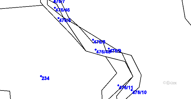 Parcela st. 476/48 v KÚ Voděrádky, Katastrální mapa