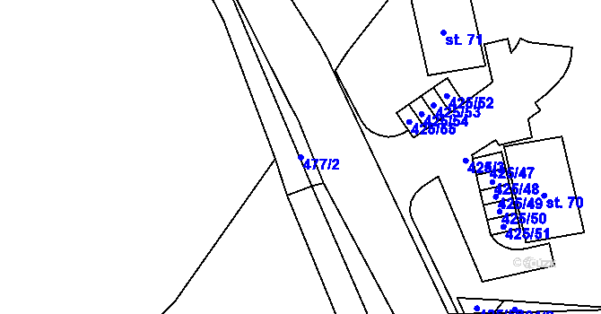 Parcela st. 477/2 v KÚ Voděrádky, Katastrální mapa