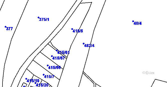 Parcela st. 482/4 v KÚ Voděrádky, Katastrální mapa