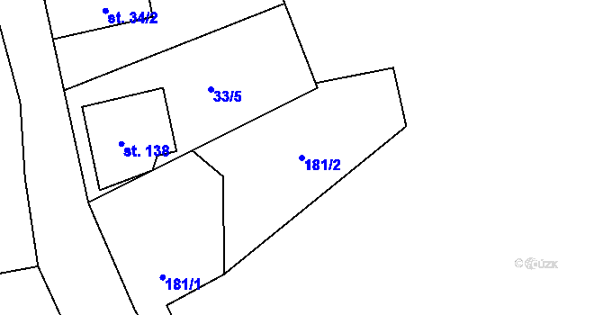 Parcela st. 181/2 v KÚ Voděrádky, Katastrální mapa