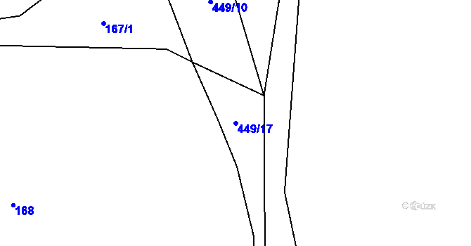 Parcela st. 449/17 v KÚ Voděrádky, Katastrální mapa