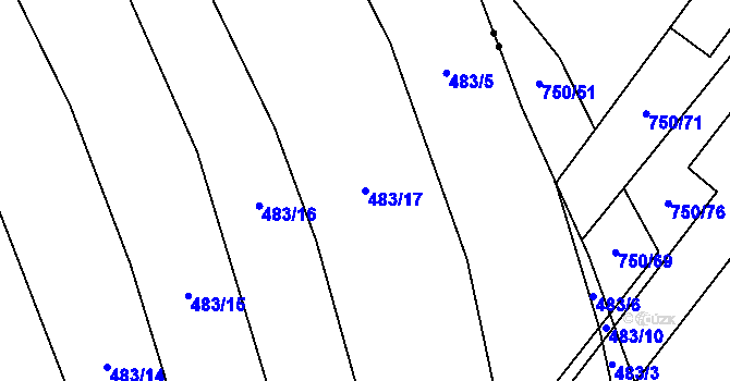 Parcela st. 483/17 v KÚ Voděrádky, Katastrální mapa