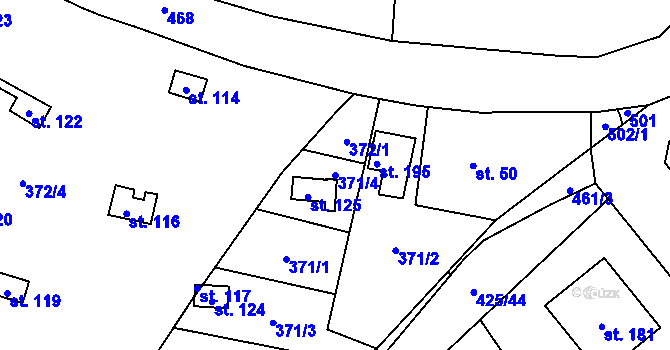 Parcela st. 371/4 v KÚ Voděrádky, Katastrální mapa