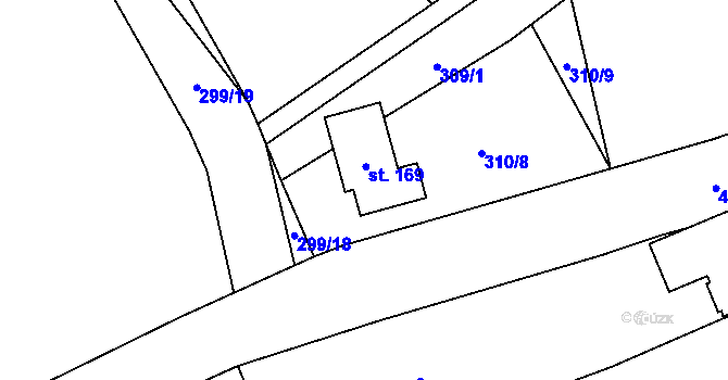 Parcela st. 169 v KÚ Voděrádky, Katastrální mapa