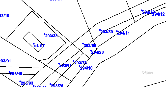 Parcela st. 293/60 v KÚ Jažlovice, Katastrální mapa
