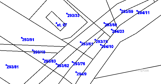 Parcela st. 293/61 v KÚ Jažlovice, Katastrální mapa
