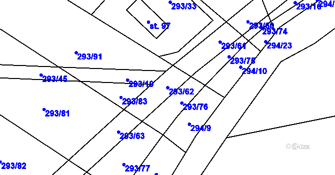 Parcela st. 293/62 v KÚ Jažlovice, Katastrální mapa