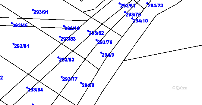Parcela st. 294/9 v KÚ Jažlovice, Katastrální mapa