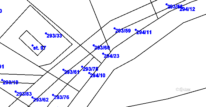 Parcela st. 294/23 v KÚ Jažlovice, Katastrální mapa