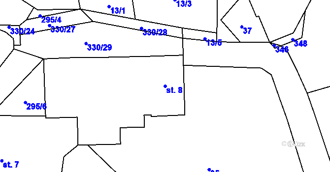 Parcela st. 8 v KÚ Jažlovice, Katastrální mapa