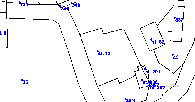 Parcela st. 12 v KÚ Jažlovice, Katastrální mapa