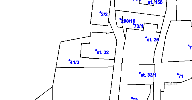 Parcela st. 32 v KÚ Jažlovice, Katastrální mapa