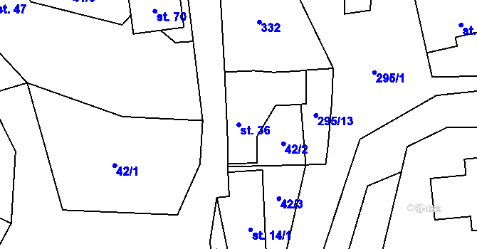Parcela st. 36 v KÚ Jažlovice, Katastrální mapa