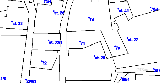 Parcela st. 71 v KÚ Jažlovice, Katastrální mapa