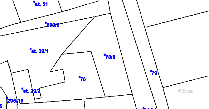 Parcela st. 78/6 v KÚ Jažlovice, Katastrální mapa