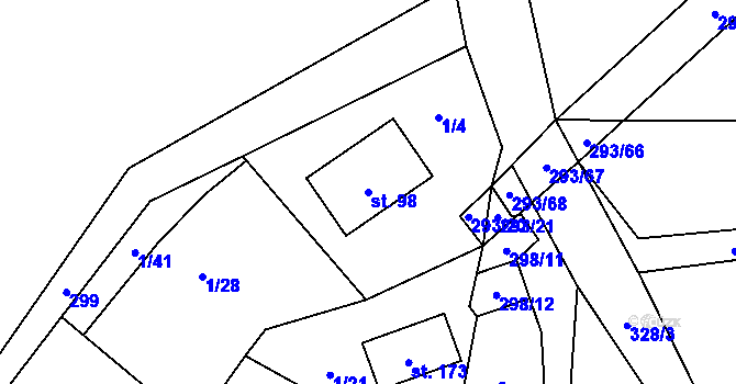 Parcela st. 98 v KÚ Jažlovice, Katastrální mapa