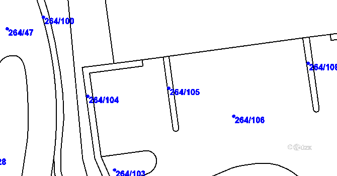 Parcela st. 264/105 v KÚ Jažlovice, Katastrální mapa