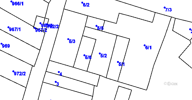 Parcela st. 5/2 v KÚ Říčany u Brna, Katastrální mapa