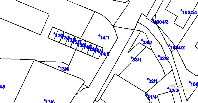 Parcela st. 14/5 v KÚ Říčany u Brna, Katastrální mapa