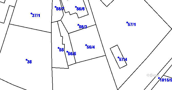Parcela st. 56/4 v KÚ Říčany u Brna, Katastrální mapa