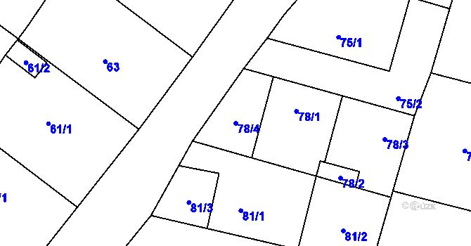 Parcela st. 78/4 v KÚ Říčany u Brna, Katastrální mapa