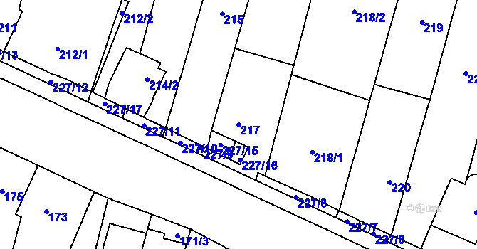 Parcela st. 217 v KÚ Říčany u Brna, Katastrální mapa