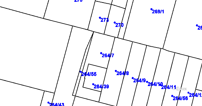 Parcela st. 264/7 v KÚ Říčany u Brna, Katastrální mapa
