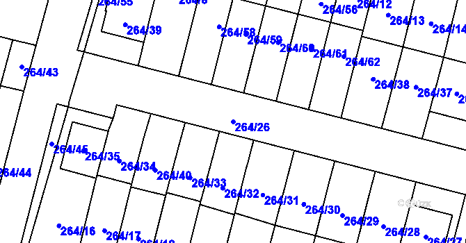 Parcela st. 264/26 v KÚ Říčany u Brna, Katastrální mapa
