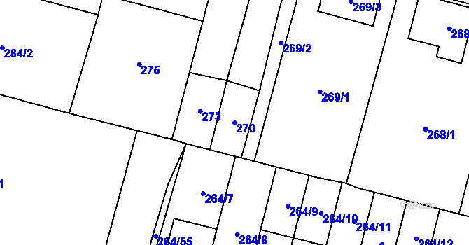 Parcela st. 270 v KÚ Říčany u Brna, Katastrální mapa