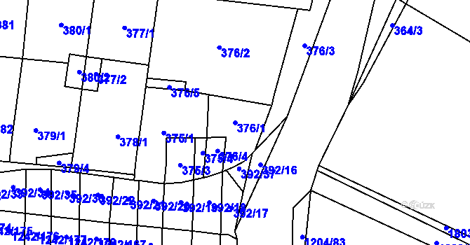 Parcela st. 376/1 v KÚ Říčany u Brna, Katastrální mapa