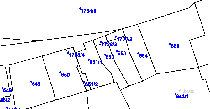 Parcela st. 652 v KÚ Říčany u Brna, Katastrální mapa