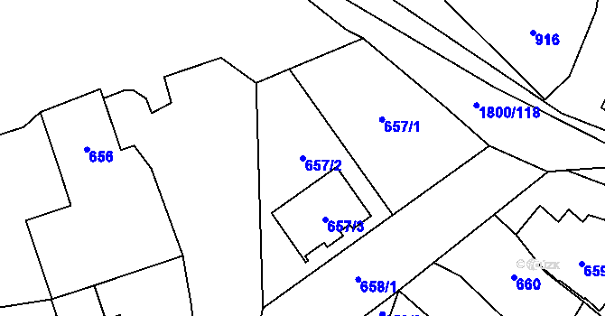 Parcela st. 657/2 v KÚ Říčany u Brna, Katastrální mapa