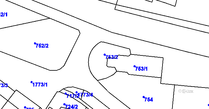Parcela st. 753/2 v KÚ Říčany u Brna, Katastrální mapa